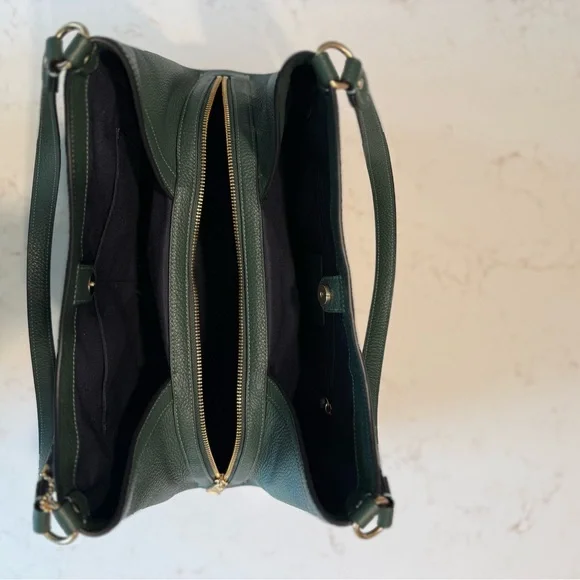 Coach Pebbled Leather Shoulder Bag in Deep Green with Gold Hardware - Picture 12 of 12